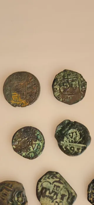 Lote 7 monedas antiguas siglo XVII