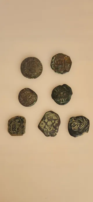 Lote 7 monedas antiguas siglo XVII