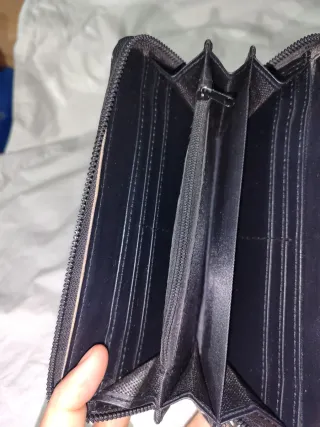 Cartera monedero de cremallera con calavera y rosa