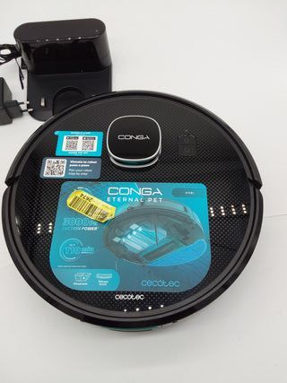 Cecotec Robot Aspirador y Friegasuelos Conga Eternal Pet Vital. Mapeo Láser, 110 min de Autonomía, Potencia Succión 3000 Pa, 3 N