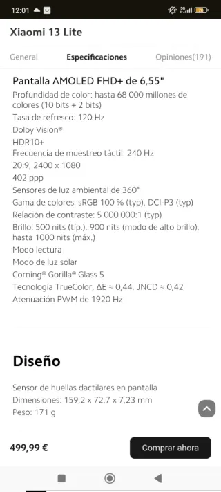 Xiaomi 13 Lite 128GB Rosa