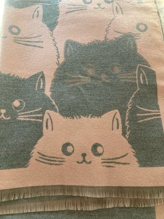 Sciarpa gatti double-face grigio e rosa