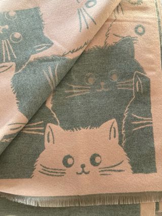 Sciarpa gatti double-face grigio e rosa