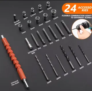 Taladro Atornillador Inalámbrico (2 Baterías)