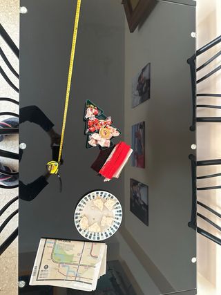 Mesa Comedor Cristal y Metal Negro