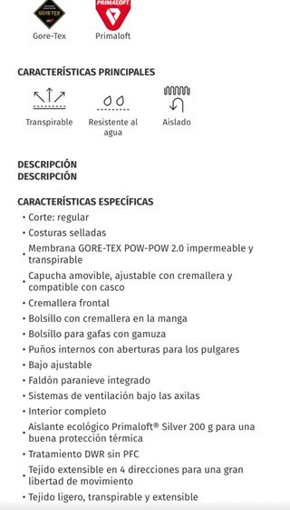 Chaqueta Mujer Spyder Gore-Tex Talla 42