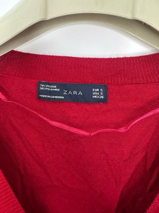Jersey Zara Rojo Cuello Pico