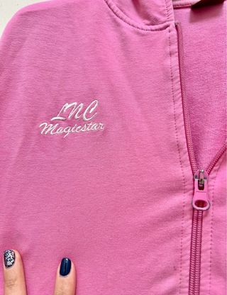 Felpa con cappuccio zip rosa