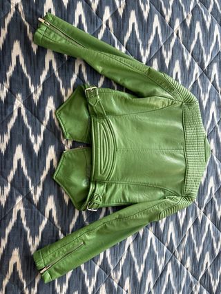Cazadora Biker Zara Verde Talla XS