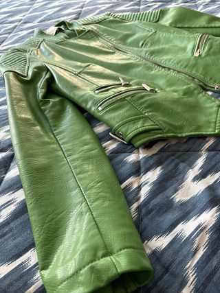 Cazadora Biker Zara Verde Talla XS