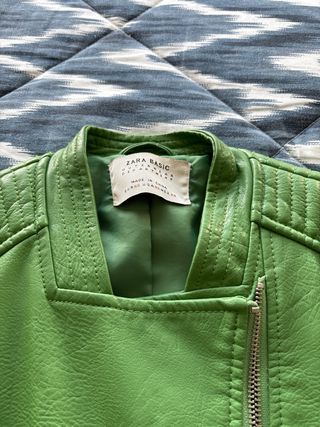 Cazadora Biker Zara Verde Talla XS
