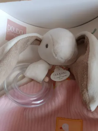 Doudou coniglio con maniglia gengive neonato