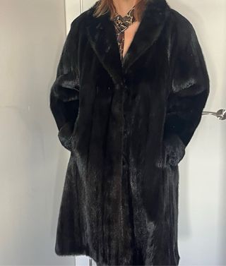 Abrigo Visón Sintético Negro Talla Única
