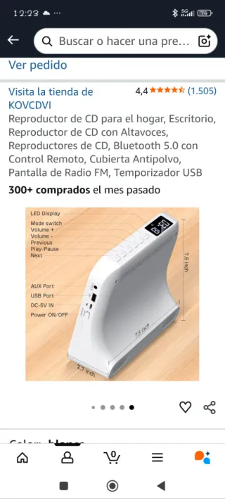 Reproductor CD KOVCDVI Bluetooth FM USB