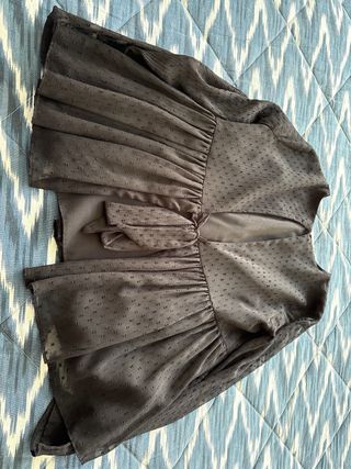 Blusa Zara Negra Plumetti Bordada Talla Única