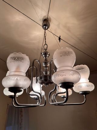 Lámpara de techo antigua de cristal