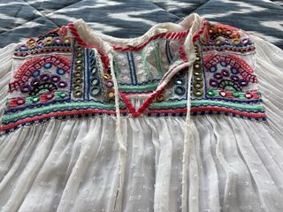 Camisa Boho Plumetti Bordada Talla Única