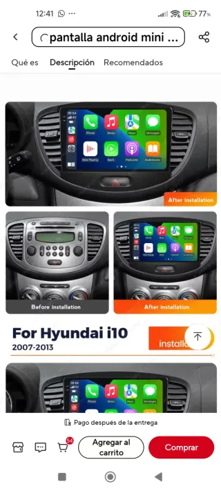 Pantalla Android Hyundai i10 ( 2007-13) 2/34g GPS