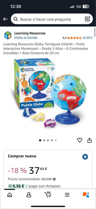 Globo Terráqueo Puzzle Learning Resources