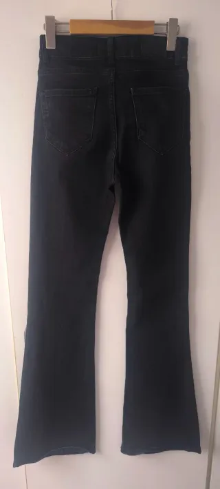 Pantalón Zara Tiro Alto Botones T.34 Negro