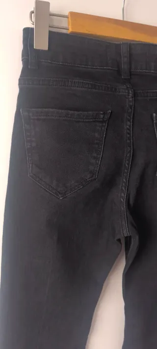 Pantalón Zara Tiro Alto Botones T.34 Negro