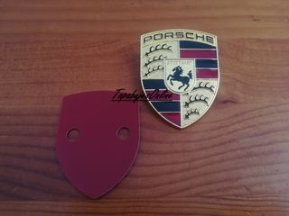 OFERTA 2x EMBLEMAS OFICIAL DE METAL CAPOT PORSCHE