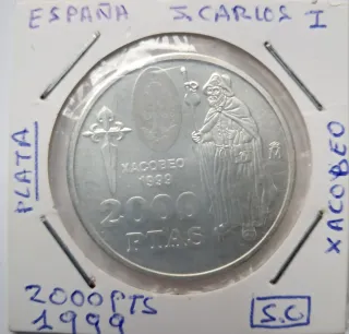 Moneda 2000 Ptas Xacobeo 1999 Plata