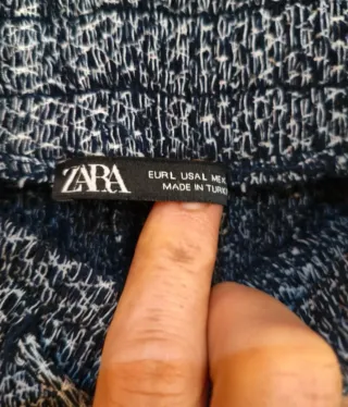 Pantalón Zara punto jaspeado azul T.L