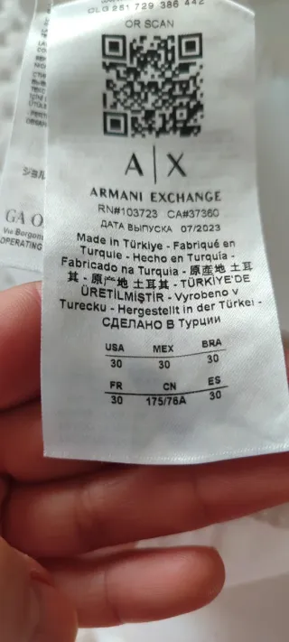 Calças Armani Exchange Brancas Tam L