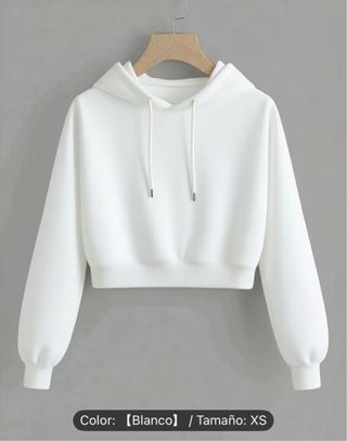 Sudadera Blanca con Capucha Talla XS Nueva