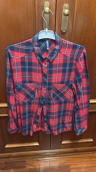 Camisa cuadros roja y azul marino