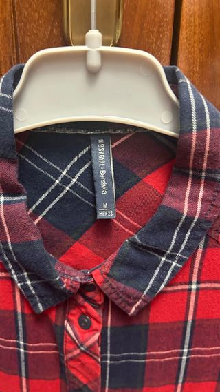 Camisa cuadros roja y azul marino