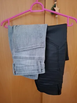 2 Pantalones Pitillo Negro y Gris