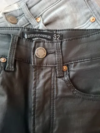 2 Pantalones Pitillo Negro y Gris