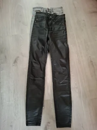 2 Pantalones Pitillo Negro y Gris