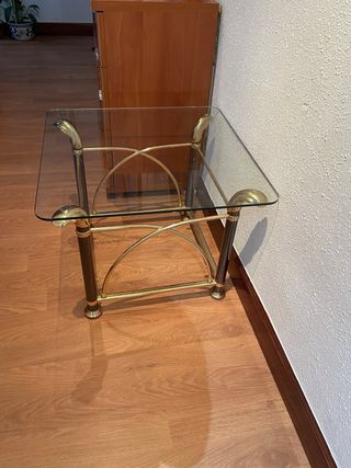 Cómoda y mesa de salón madera y cristal