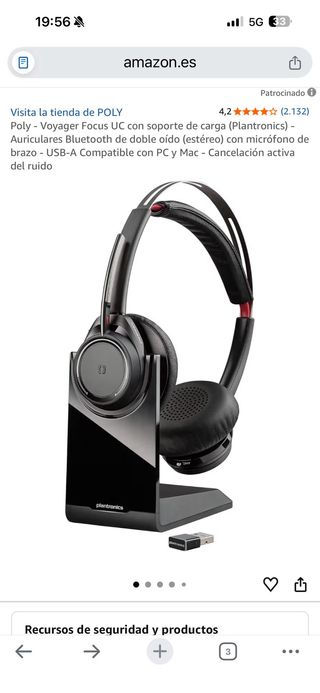 Auriculares Poly Voyager Focus UC Bluetooth. NUEVO