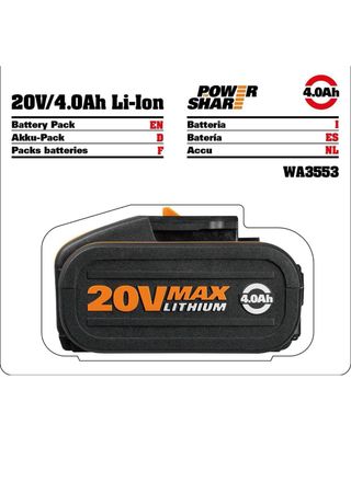 Taladro Percutor Worx WX373.3 20V 2 Baterías 4Ah