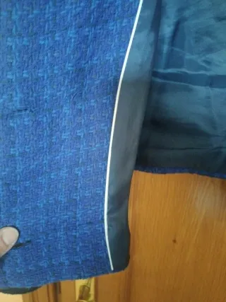 Chaqueta Tweed Mango Azul Talla XL