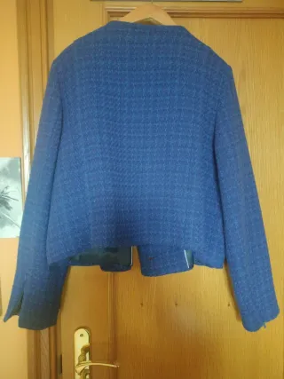 Chaqueta Tweed Mango Azul Talla XL