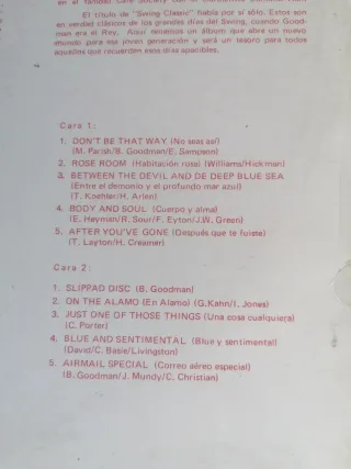 LP Benny Goodman Swing Classics 1 Jazz