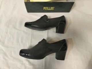 Zapatos 36 Pitillos Negros Tacón