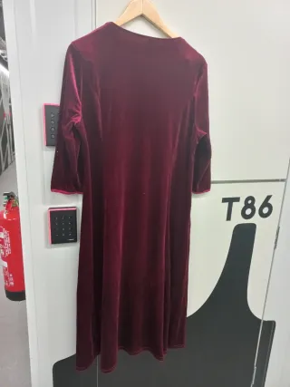 Vestido fiesta burdeos imitación terciopelo