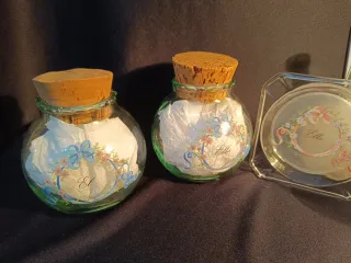 Juego de cristal Ella y El para baño o tocador