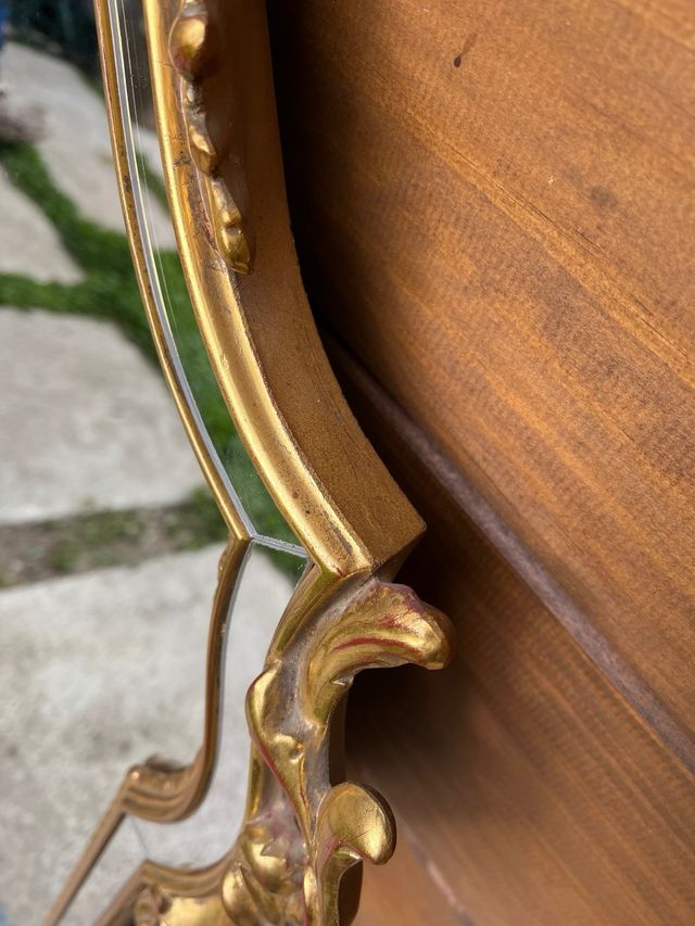 Antiguo Espejo Inglés Vintage Dorado