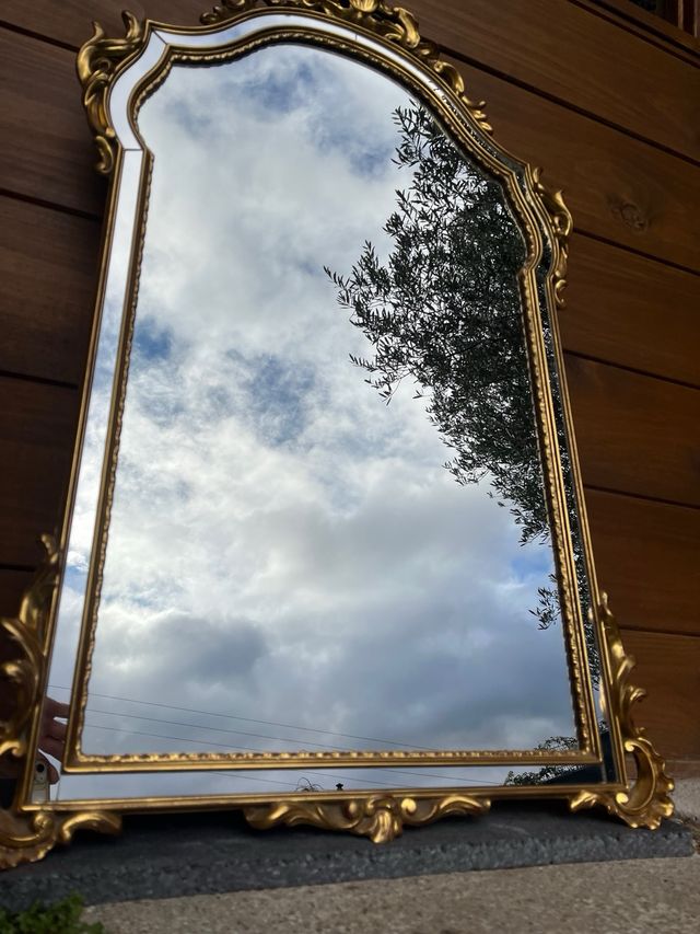 Antiguo Espejo Inglés Vintage Dorado