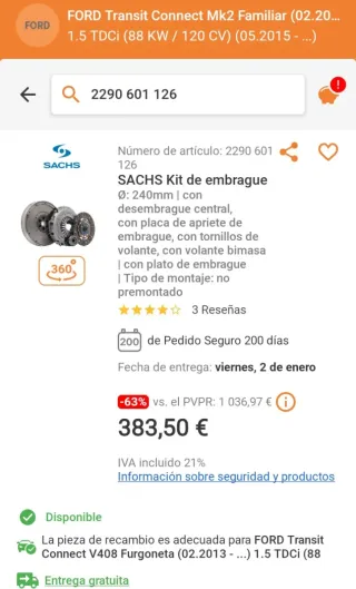 SACHS Kit de embrague 2290 601 126