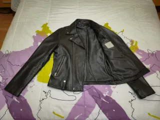 Cazadora de cuero negra hombre