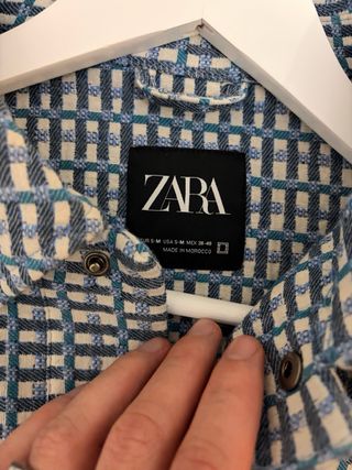Chaqueta Zara Cuadros Azul y Blanco