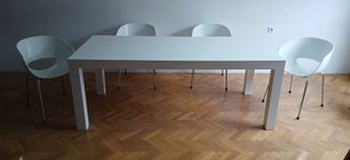 Mesa Comedor Blanca 200x90, Sillas Sintesi Orbit